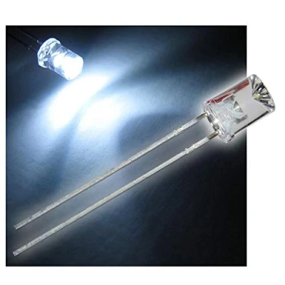 Afbeelding van world trading net Set van 50 LED 5 mm waterheldere lens concaaf WITTE LED&#039;s, lichtgevende diode, bedraad, diode lichtgevend, als onderdeel