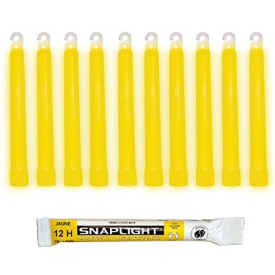 Afbeelding van Cyalume SnapLight glowsticks in geel (verpakking van 10 stuks) 15 cm glow sticks met haken aan het einde ultra heldere lichtsticks een brandduur 12 uur