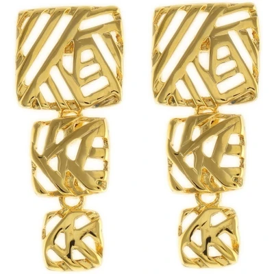 Afbeelding van Behave Dames oorbellen hangers goud kleur vierkant 5cm