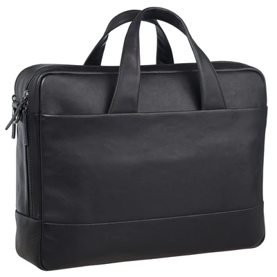 Afbeelding van Leonhard Heyden Hamburg Zipped Briefcase 2 Compartment black Laptoptas