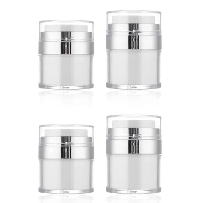 Afbeelding van Litimkat Airless pompdispenser, 4 stuks, 15 ml, 30 crèmepompdispenser, navulbare reiscrème, draagbare cosmeticahouder voor crème, lotion op reis, thuis