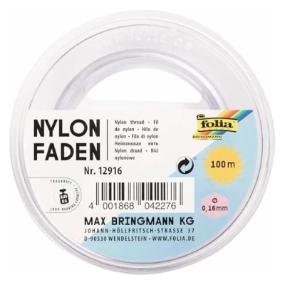 Afbeelding van folia 12916 nylondraad op spoel, transparant, ca. 0,16 mm x 100 m, draagkracht 0,85 kg, nauwelijks zichtbare draad ideaal voor mobiele telefoons, sieraden, decoratie enz.