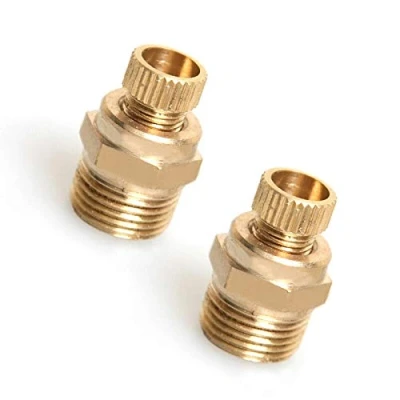 Afbeelding van POWERTOOL Afvoerventiel, 2 stks Compressor Afvoerklep Messing Tone Water voor Luchtcompressor PT (1/4&quot;)