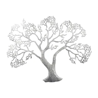 Afbeelding van GILDE Sierobject voor aan de wand Wandreliëf boom, zilver Wanddecoratie, van metaal, decoratief in eetkamer &amp; woonkamer (1 stuk)