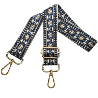 Afbeelding van Verstelbare schouderriem voor dames, draagriem, tassenriem om te wisselen, tasriem breed 3,8 cm met gouden karabijnhaak, schoudertas, handtassen, blauw, N31
