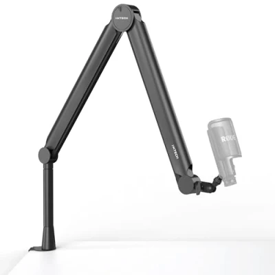 Afbeelding van IXTECH microfoonarm met bureauhouder, Boom Arm, Microfoonstandaard, Mic Stand, 360 draaibaar, volledig verstelbaar, voor podcast,video,gaming,radio,studio,opname, stevig en universeel VALIANT model