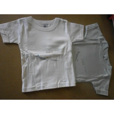 Afbeelding van Petit Bateau 2 pack Onderhemd T shirt korte mouw Vliegtuig jaar 86