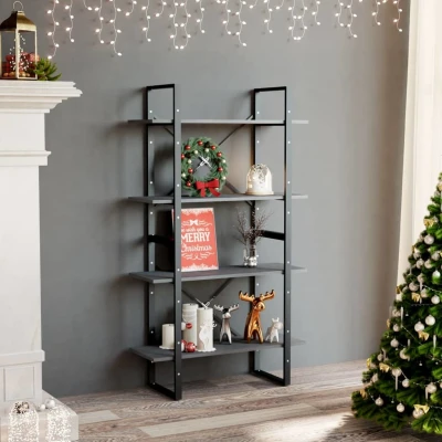 Afbeelding van Boekenkast met 4 schappen 80x30x140 cm massief grenenhout grijs
