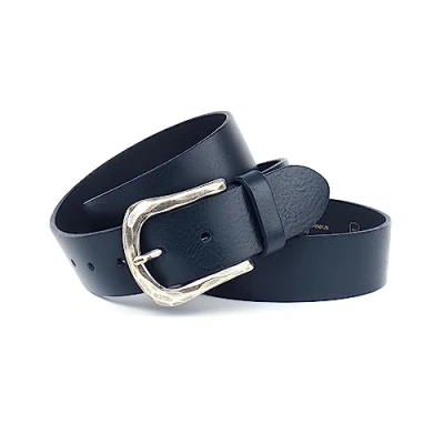 Afbeelding van Anthoni Crown Unisex lederen riem riem, donkerblauw, 85, 85 cm