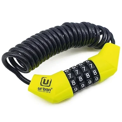Afbeelding van URBAN UR446 Hangslothelm Motorfiets fiets Scooter Rollende staalkabel met combinatiecode Ø4, 150cm Lichtgewicht antidiefstalslot Mini uitschuifbare