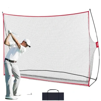 Afbeelding van VEVOR Golfoefeningsnet, groot golfnet van 3,3 x 2,1 m, persoonlijk rijbereik voor binnen en buiten, draagbaar thuisgolfnet met massief glasvezelframe draagtas, cadeau mannen, golfliefhebber,