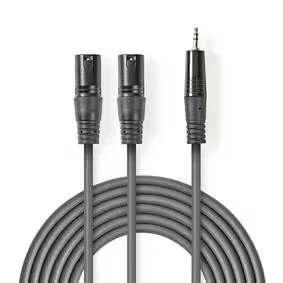 Afbeelding van 2x XLR (m) naar jack 3.5 mm kabel Nedis 1.5 meter (Stereo, Gebalanceerd, 100% koper)