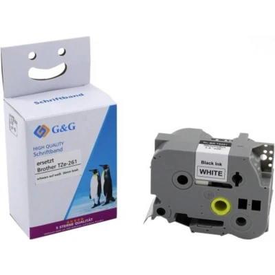 Afbeelding van G&amp;G Labeltape Tapekleur: Wit Tekstkleur: Zwart 36 mm 8 m