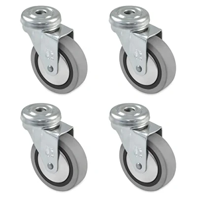Afbeelding van Amig 4 wielen voor meubels, model 2504, met gat en kogellagers, afmetingen: 30 mm, maximale belasting per rol: 15 kg, gemaakt van rubber, grijs, zonder rem