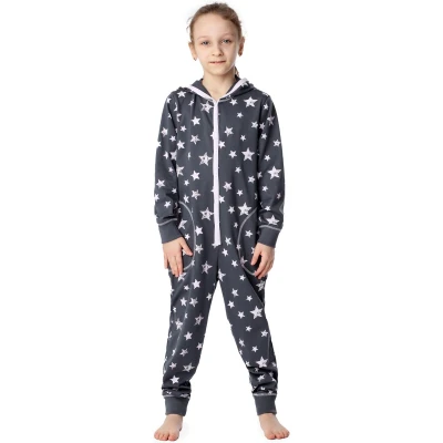 Afbeelding van Merry Style Kinder Pyjama ronde hals lange mouwen broek met zakken Katoen MS MS10 223 PJ Grau Rosa Sterne 146 152