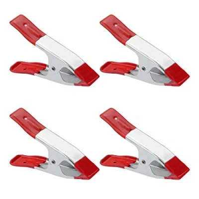 Afbeelding van 4 stuks metalen veerklemmen Heavy Duty, grote markt kraam clips met rubberen gecoate getipt grip voor camping dekzeil houtbewerking ambachten, zilver, 6 inch