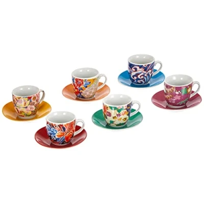 Afbeelding van Excelsa 62718 Kimono Set van 6 Koffiekopjes met schotels, porselein, meerkleurig