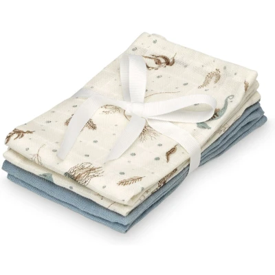 Afbeelding van Cam hydrofiele doeken set van drie 70x70 sea garden, blauw, beige