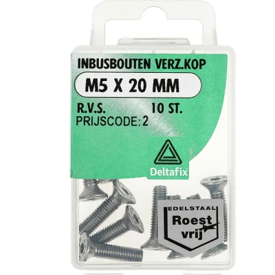 Afbeelding van Deltafix inbusbout platkop r.v.s. a2 m5 x 20 mm din 7991 10 st.