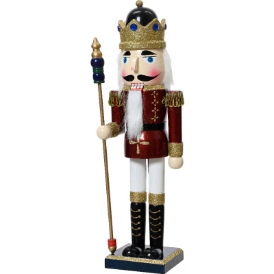 Afbeelding van Traditionele notenkraker met kroon en dirigeerstok 38 cm