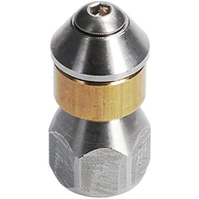 Afbeelding van McFilter Buisreinigingsmondstuk voor hogedrukreiniger, roterende inlaat 1/8 inch IG, 3 x 0,8 mm 050, roestvrij staal/messing