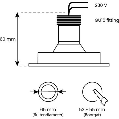 Afbeelding van LED Midi inbouwspot Bilal Rond Zwart Extra Warm Wit Niet Dimbaar 3.4W Integral