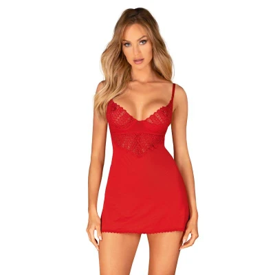 Afbeelding van Obsessive Ingridia Chemise en String Rood