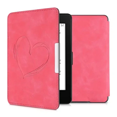 Afbeelding van kwmobile e reader hoesje compatibel met Amazon Kindle Paperwhite Kunstleren ereader cover stand Brushed Hart in roze