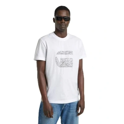Afbeelding van G STAR RAW Stitch Burger R T shirt voor heren, wit (White D25674 c336 110), L