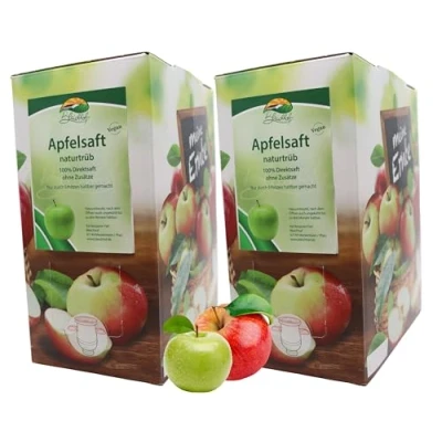 Afbeelding van Bleichhof appelsap natuurtroebel 100% direct sap, veganistisch, ZONDER toegevoegde suiker, bag in box (2x 3 l sapbox)