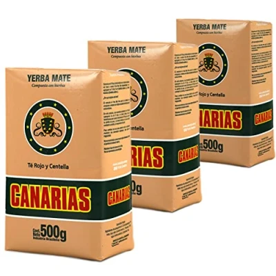 Afbeelding van Canarias Yerba Mate Thee Rojo y Centella 1.5kg (500g x 3) + Gift Sample (40g):Rijk aan antioxidanten en vitamines, versnelt de stofwisseling, suikervrij Uruguay