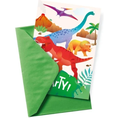 Afbeelding van Overige Merken Dino Uitnodigingskaarten 6 Stuks