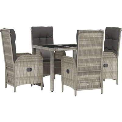 Afbeelding van vidaXL 5 delige Tuinset met kussens poly rattan grijs