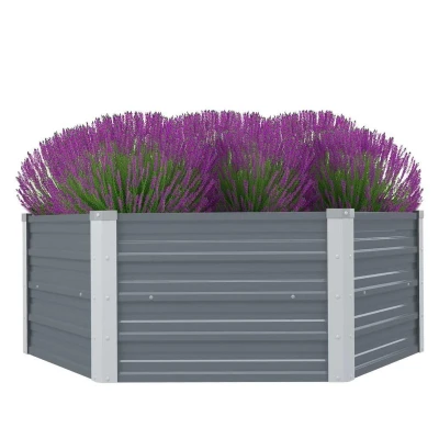 Afbeelding van Plantenbak verhoogd 129x129x46 cm gegalvaniseerd staal grijs