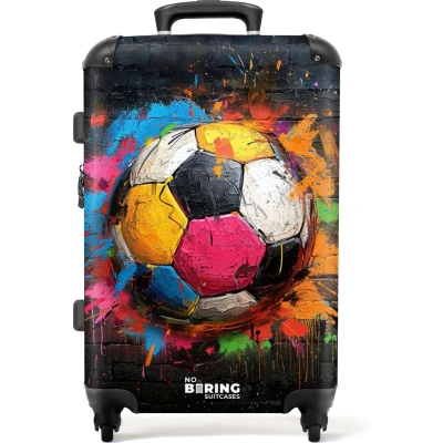 Afbeelding van NoBoringSuitcases.com® Koffer groot Rolkoffer lichtgewicht Graffiti voetbal met felle kleuren Reiskoffer 4 wielen Grote trolley XL 20 kg bagage