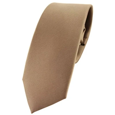 Afbeelding van TigerTie Smalle satijnen stropdas in effen kleur verschillende kleuren, bruin, goud, beigebruin, Krawattengröße: ca. Länge 150 cm, Breite 6 cm