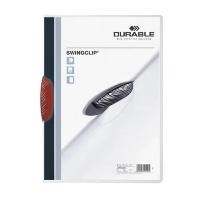 Afbeelding van Durable 226003 klemmap Swingclip, PP, tot 30 vel A4, rood, verpakking van 25 vel,