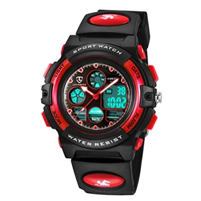 Afbeelding van aswan watch Kinderhorloge, jongens, meisjes, jongeren, digitaal, outdoor, sport, multifunctioneel horloge, waterdicht, elektronisch, digitaal horloge met led licht, alarm en kalender, datum voor