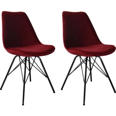 Afbeelding van Kick kuipstoel Velvet rood zwart frame set van 2