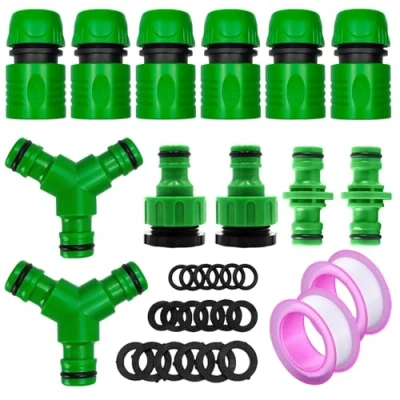 Afbeelding van Miyobing 12 stuks tuinslang verbindingsstuk kit voor en buisverbinding (dubbele stekkers, slangverbindingen, kraanconnectoren, Y stuk aftakconnector,aansluiting kranen met schroefdraad)