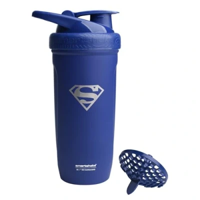 Afbeelding van Smartshake Justice League Reforce Shaker Fles 900ml, DC Comics roestvrijstalen eiwitshaker waterfles, lekvrije watershakerbeker, supplementshaker voor sport en gymnastiek, BPA vrij, Superman