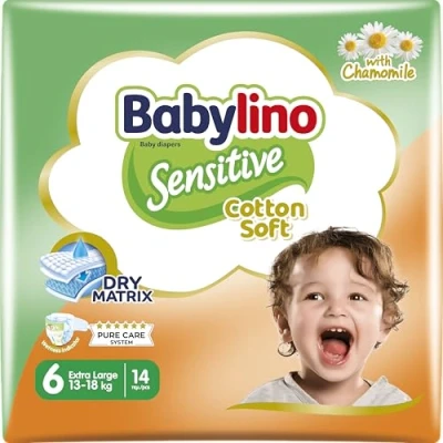 Afbeelding van Babylino Sensitive luiers maat 6, extra groot (13 18 kg), 14 stuks