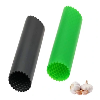 Afbeelding van BaiJ siliconen knoflookschiller, 2 stuks Easy Roller knoflook dunschiller eenvoudig nuttig keukengereedschap keukenaccessoires van zwart/groen