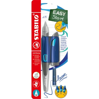 Afbeelding van STABILO EASYbirdy Ergonomische Vulpen Rechtshandig Nacht Blauw / Azure Standaard M punt