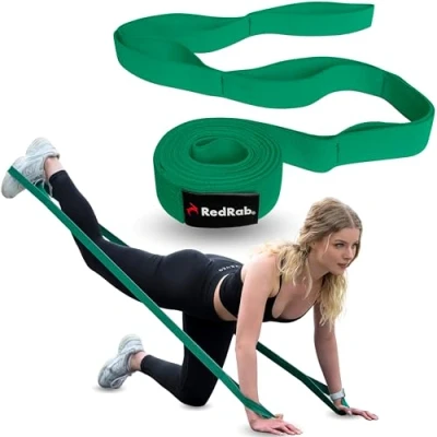 Afbeelding van RED RAB Resistance band fabric voor krachttraining 245 cm lange weerstandsbanden stof met 12 lussen weerstandsband stof, fitness band, elastiek, weerstand elastiek sport,