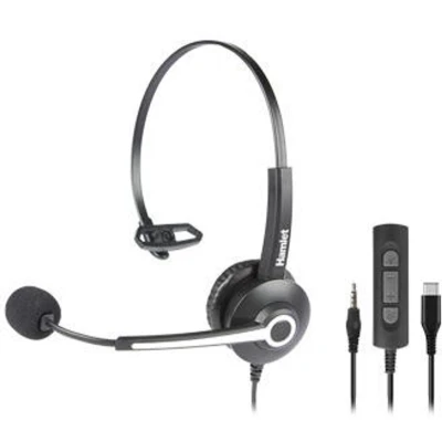 Afbeelding van Hamlet HHEADM CJM hoofdtelefoon/headset Bedraad Hoofdband Kantoor/callcenter USB Type C Zwart