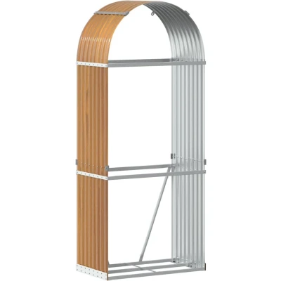 Afbeelding van Haardhoutopslag 80x45x190 cm gegalvaniseerd staal lichtbruin