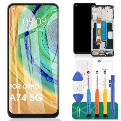 Afbeelding van Voor OPPO A74 5G LCD Vertoning A54 het Schermvervanging Aanrakingsscherm CPH2197 Digitizerassemblage CPH2195 Reparatieset (Zwart Met Kader)