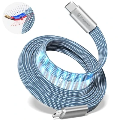 Afbeelding van Magtame USB C kabel, 240 W, magnetische naar 5 A, nylon gevlochten type snel opladen voor laptop