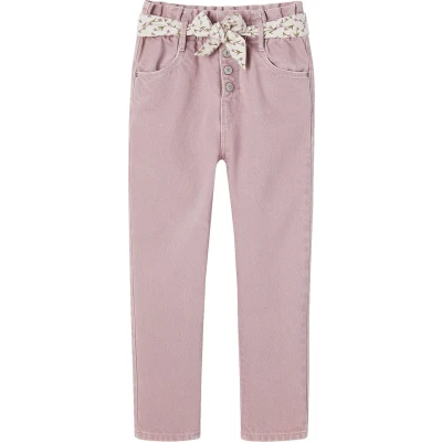 Afbeelding van Vertbaudet Paperbag broek voor meisjes met sjaal riem bloemen